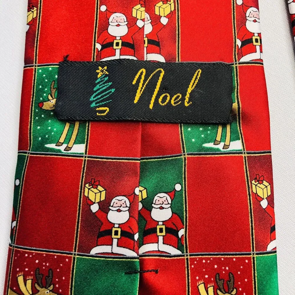 NOEL Men’s Christmas Tie Santa Reindeer Red Green Holiday Necktie